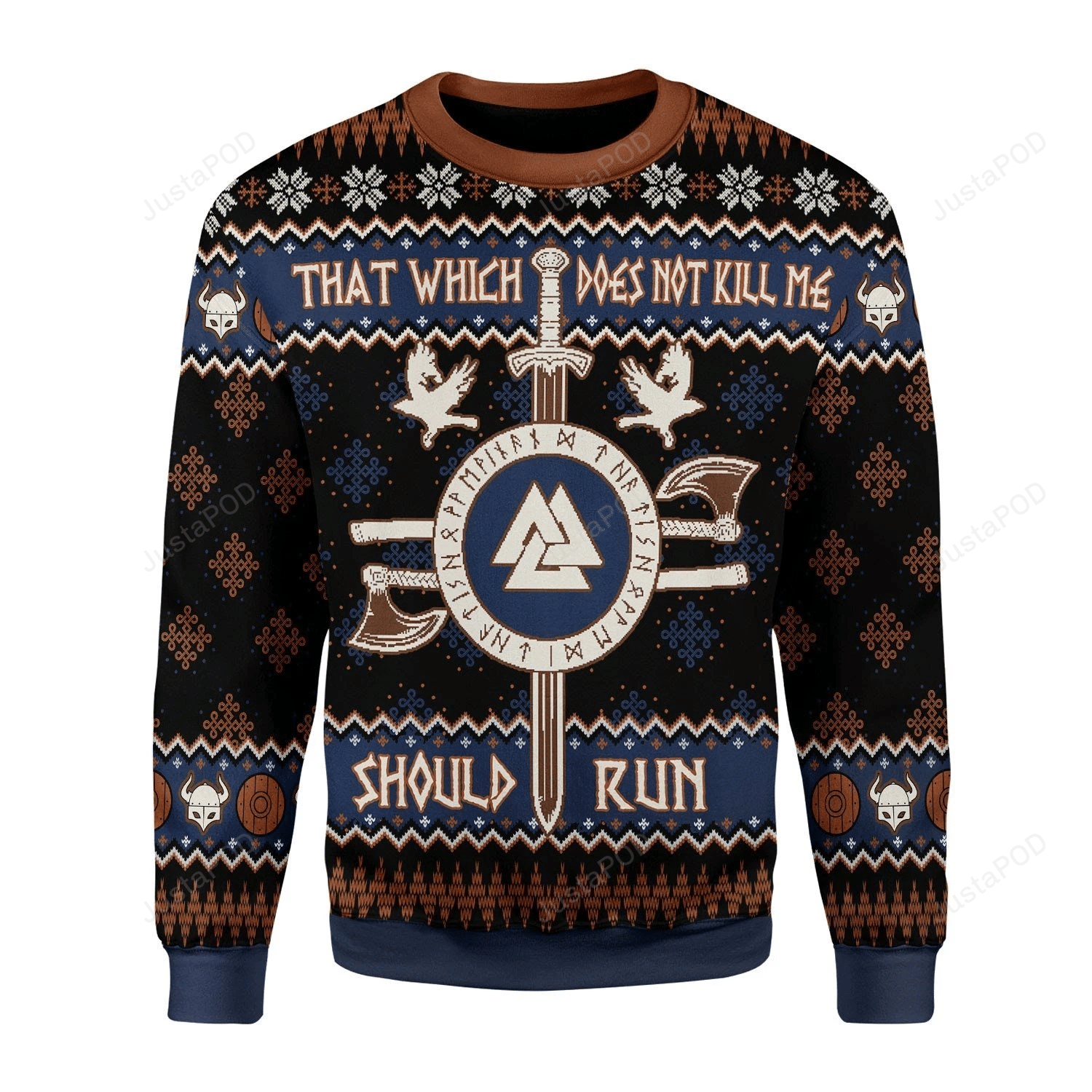 Not Kill Me Should Run Viking Mythology Ugly Christmas Sweater Adult 3D Funny Matching for family