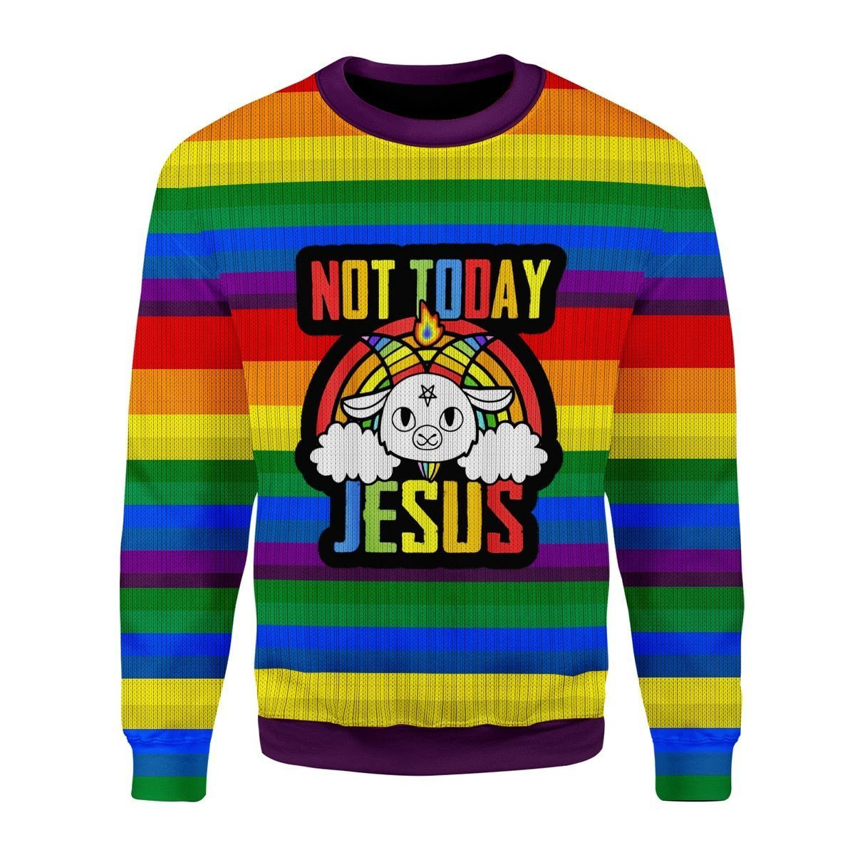 Not Today Jesus Ugly Christmas Sweater Adult 3D Funny Matching for family