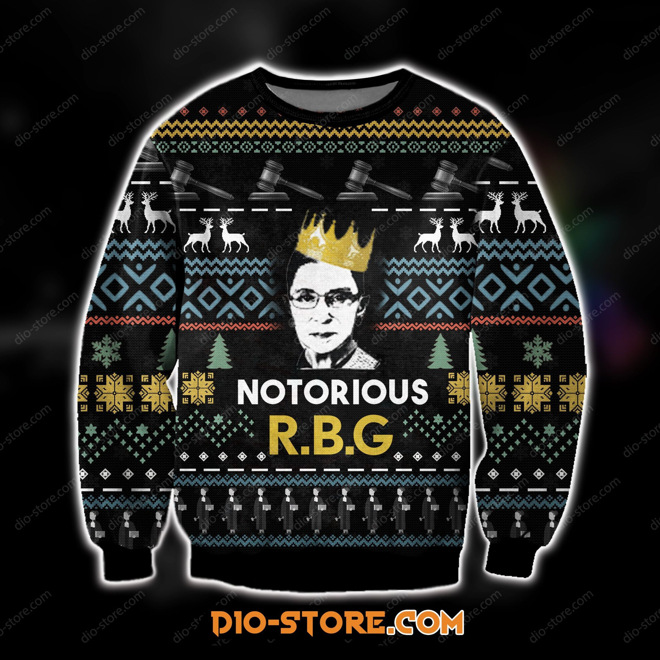 Notorious Rbg Ugly Christmas Sweater Adult 3D Funny Matching for family