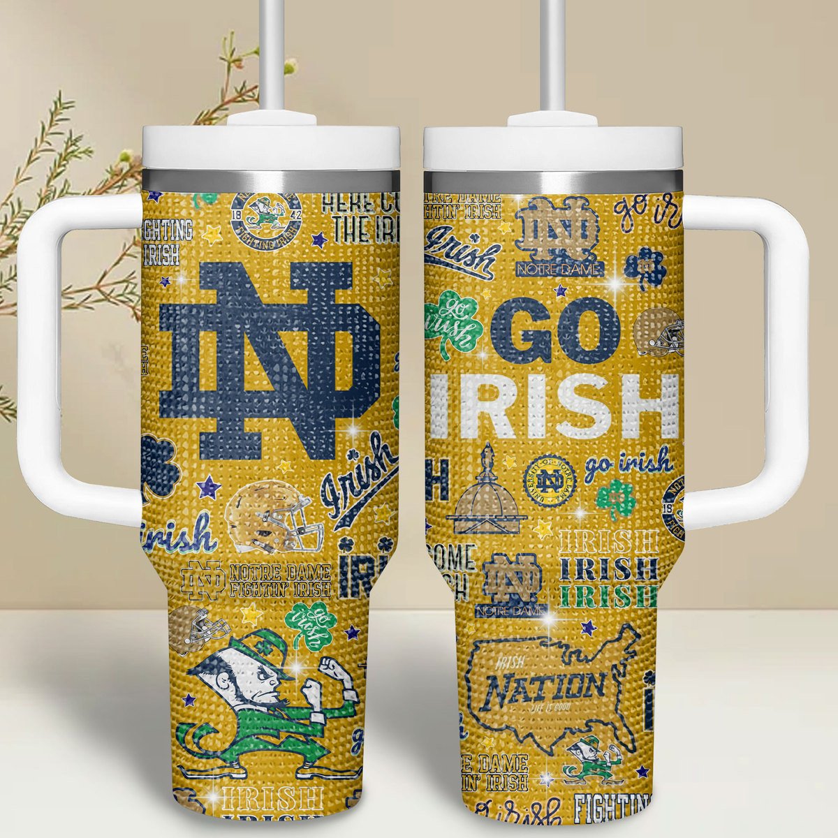 Notre Dame Fighting Irish Bling NCAA Custom Stanley Cup 40 oz 30 oz Tumbler With HandleTVC2301741