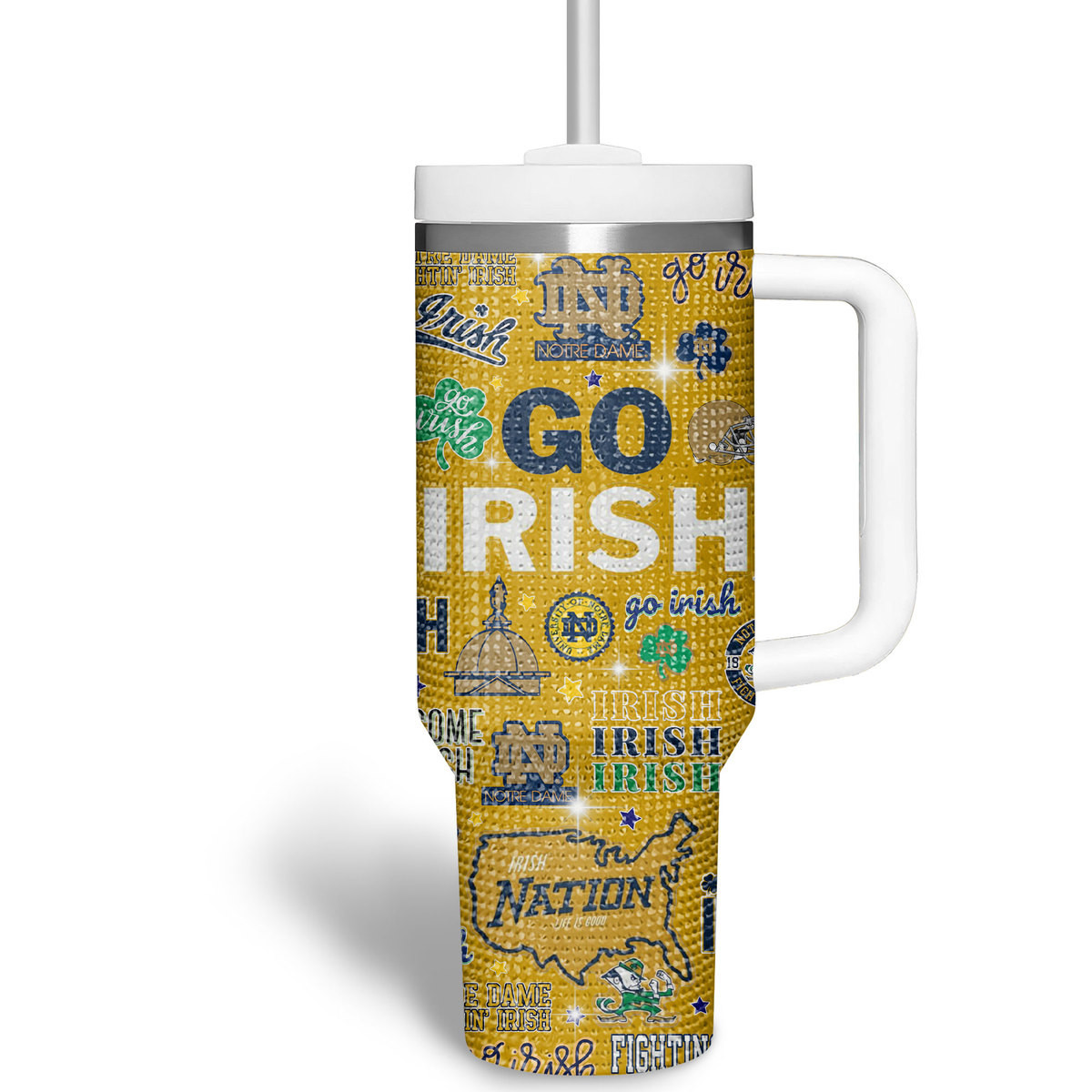 Notre Dame Fighting Irish Bling NCAA Custom Stanley Cup 40 oz 30 oz Tumbler With HandleTVC2301741 - Image 3