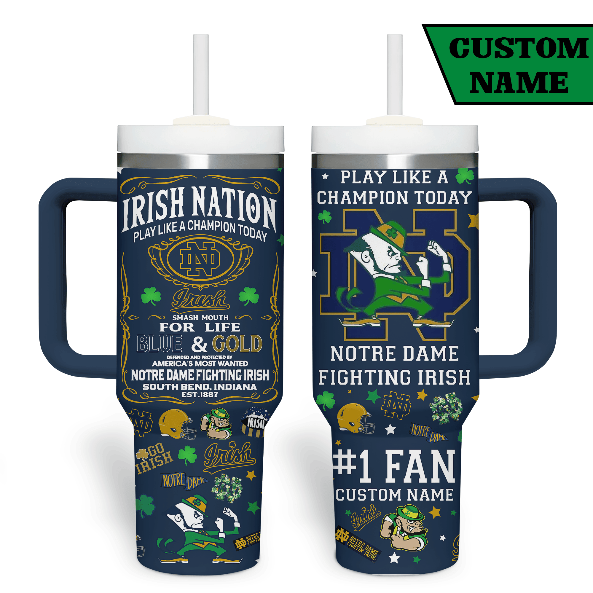 Notre Dame Fighting Irish NCAA Custom Stanley Cup 40 oz 30 oz Tumbler With HandleTVC2301529