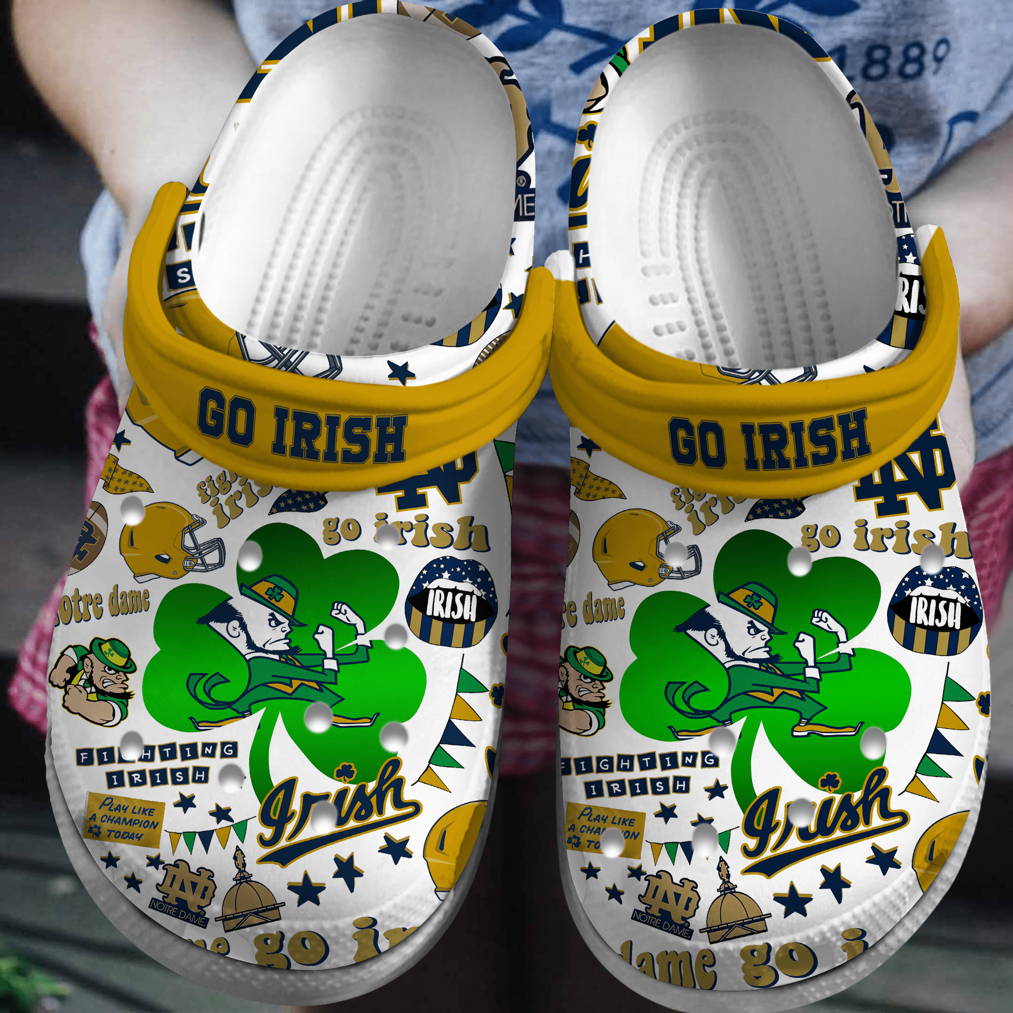 Notre Dame Fighting Irish NCAA Sport Crocs Crocband Clogs Shoes Comfortable For Men Women and Kids