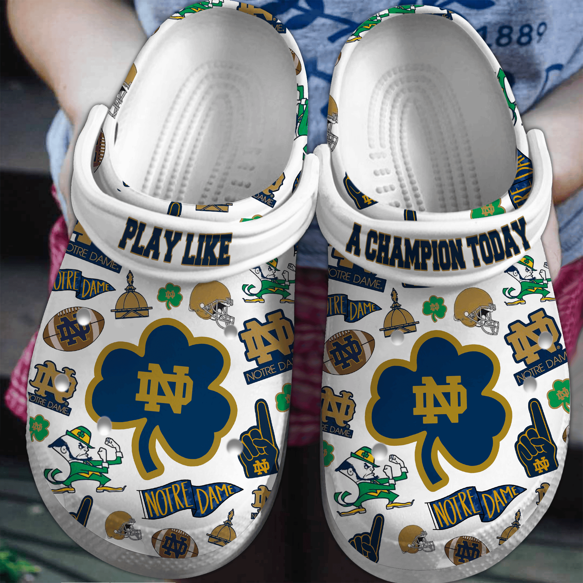 Notre Dame Fighting Irish NCAA Sport Crocs Crocband Clogs Shoes Comfortable For Men Women and Kids