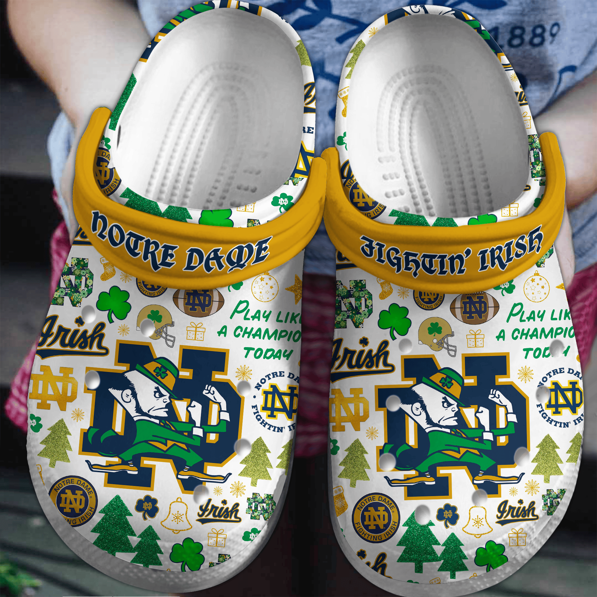 Notre Dame Fighting Irish NCAA Sport Crocs Crocband Clogs Shoes Comfortable For Men Women and Kids