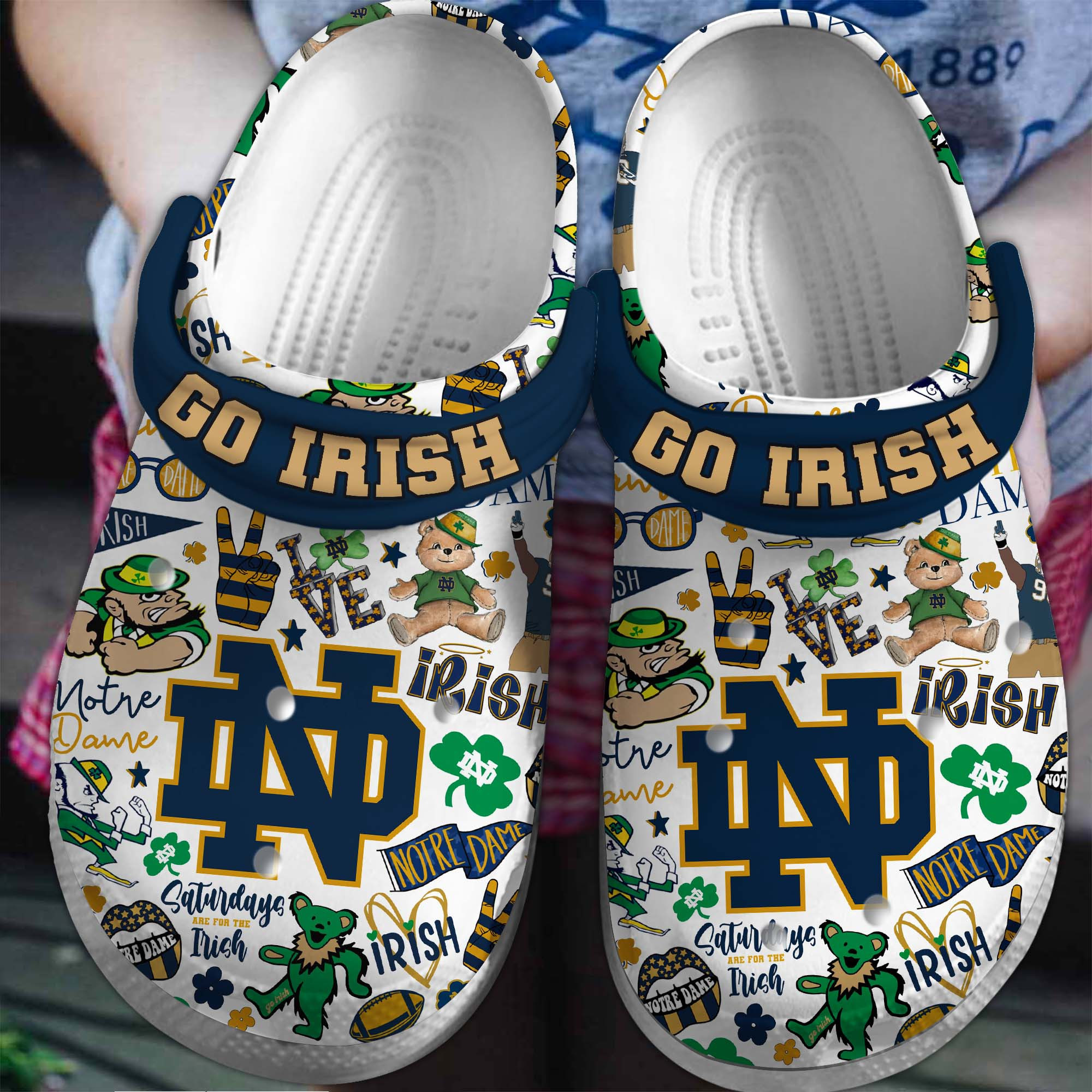 Notre Dame Fighting Irish NCAA Sport Crocs Crocband Clogs Shoes Comfortable For Men Women and Kids