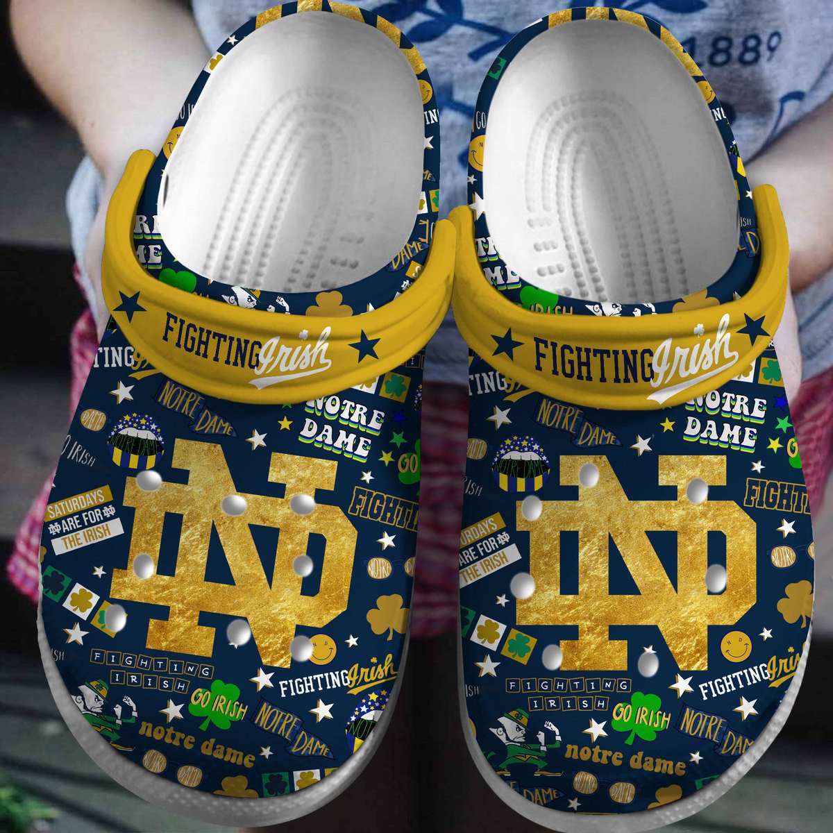 Notre Dame Fighting Irish NCAA Sport Crocs Crocband Clogs Shoes Comfortable For Men Women and Kids