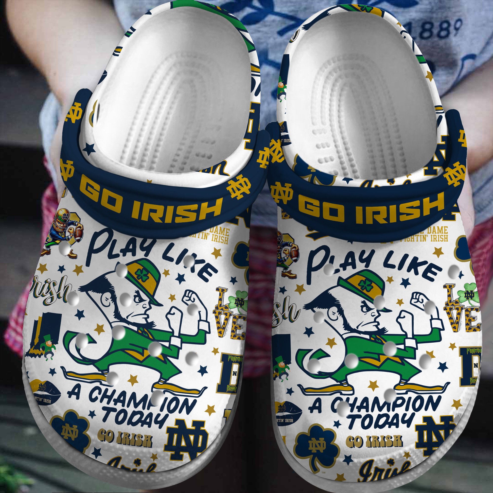 Notre Dame Fighting Irish NCAA Sport Crocs Crocband Clogs Shoes Comfortable For Men Women and Kids