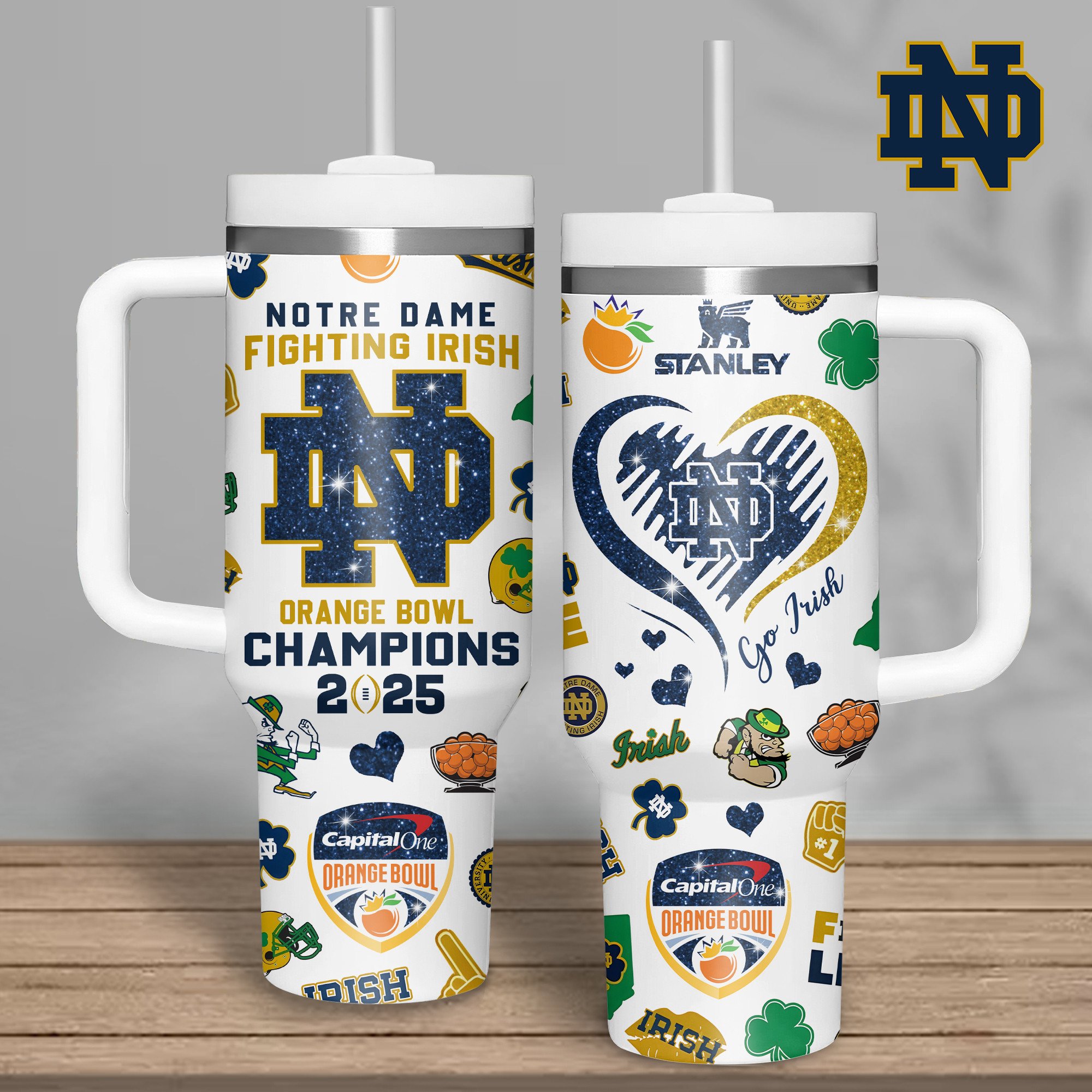 Notre Dame Fighting Irish NCAA Sports Custom Stanley Cup 40 oz 30 oz Tumbler With HandleTVC2301312