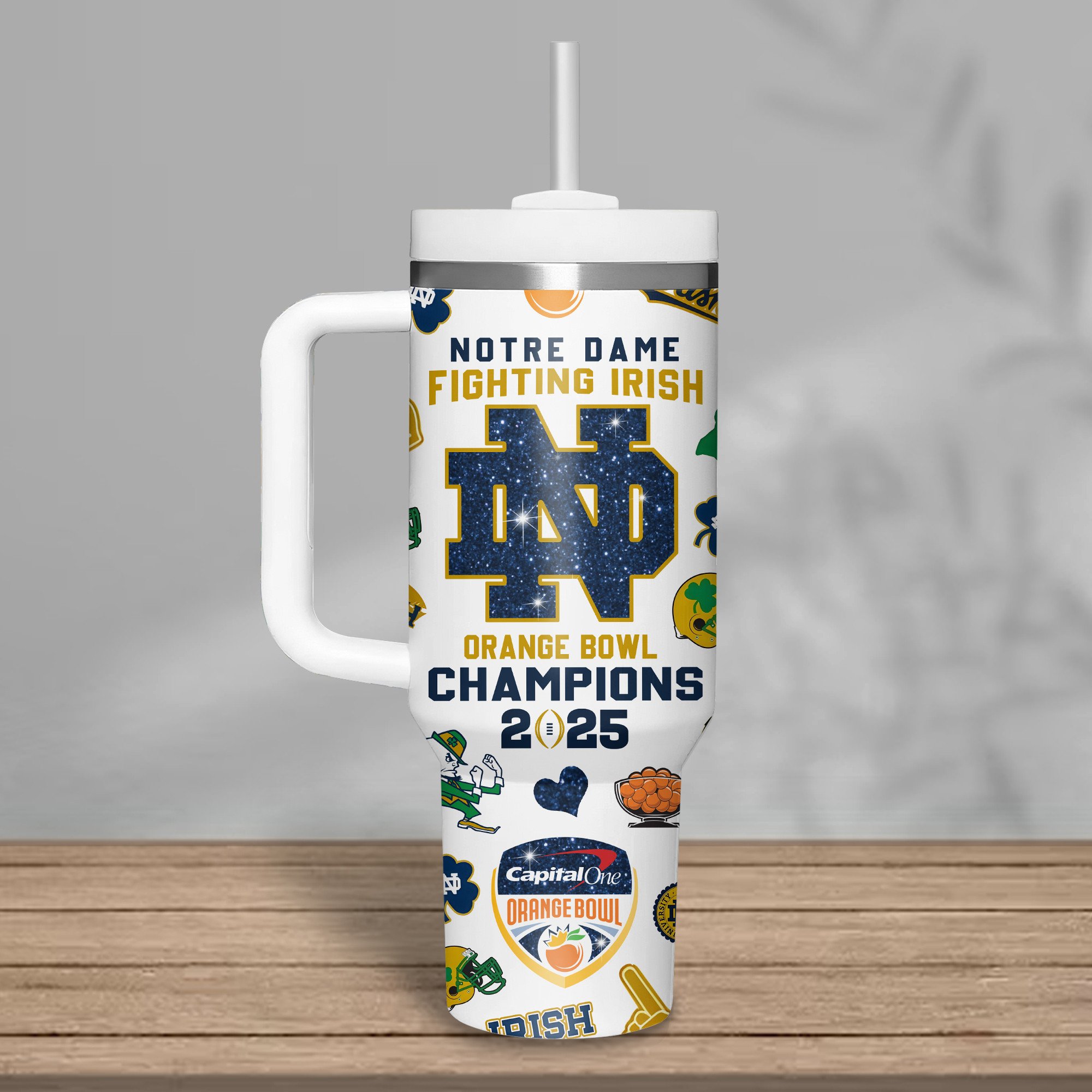 Notre Dame Fighting Irish NCAA Sports Custom Stanley Cup 40 oz 30 oz Tumbler With HandleTVC2301312 - Image 2
