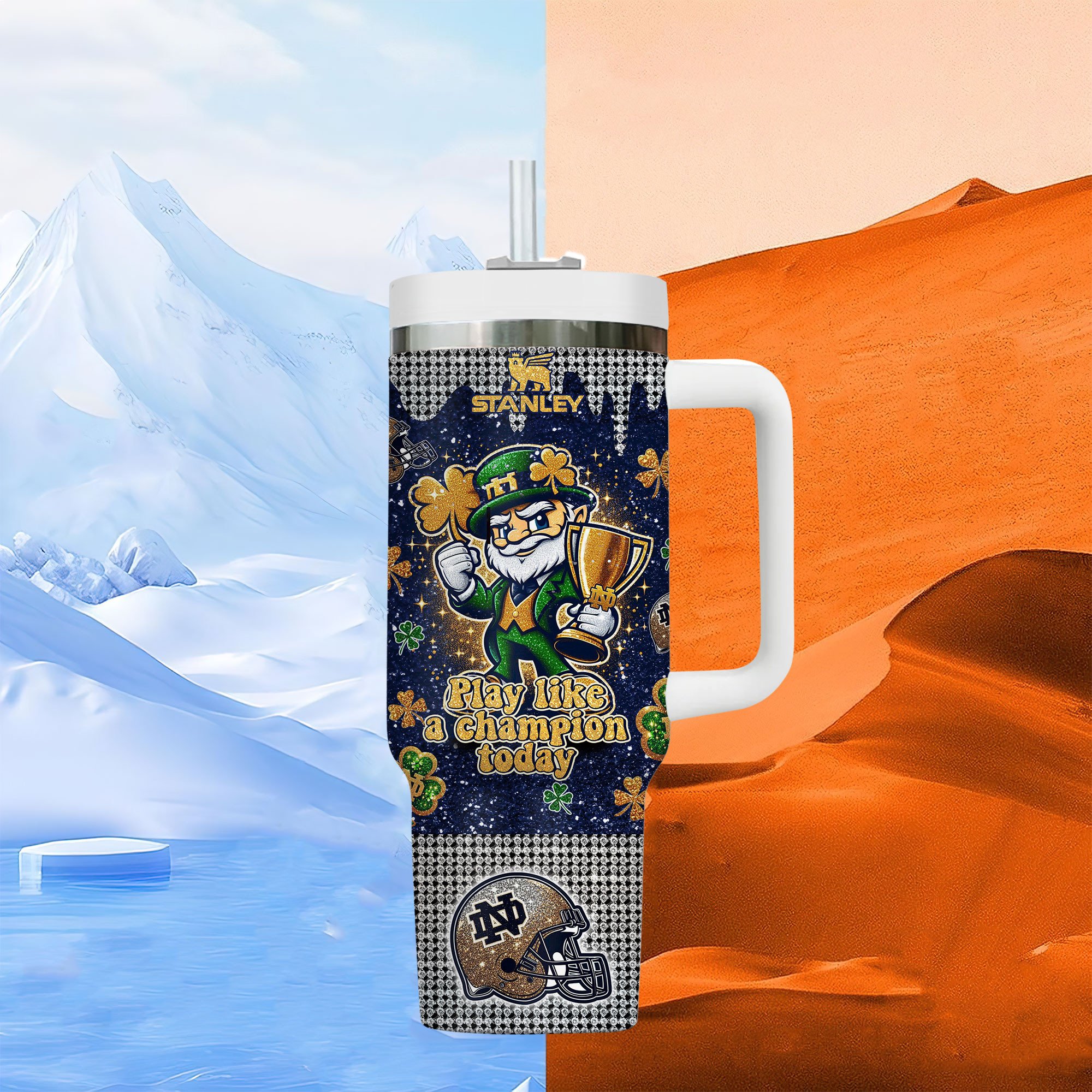 Notre Dame Fighting Irish NCAA Sports Custom Stanley Cup 40 oz 30 oz Tumbler With HandleTVC2301315 - Image 6