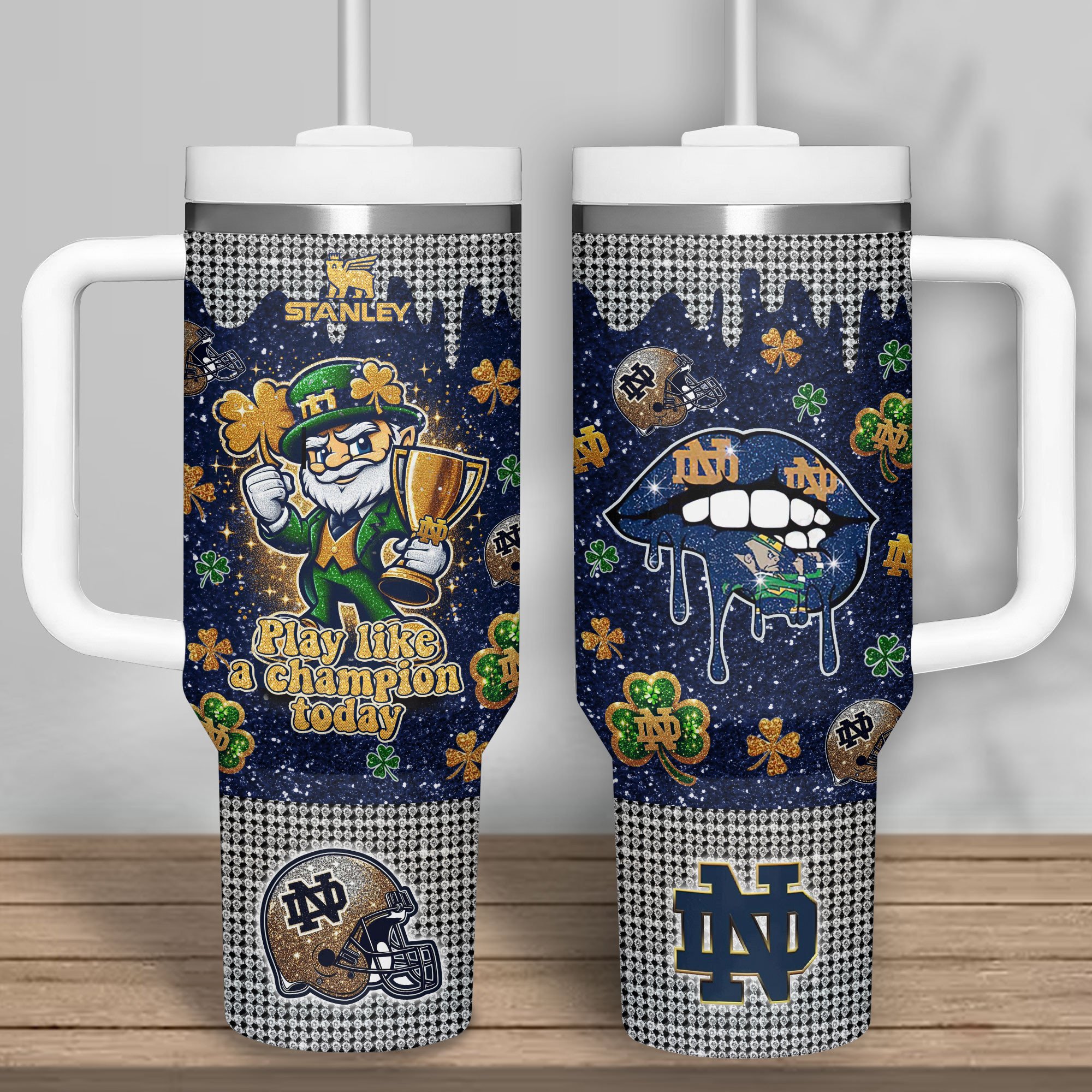 Notre Dame Fighting Irish NCAA Sports Custom Stanley Cup 40 oz 30 oz Tumbler With HandleTVC2301315