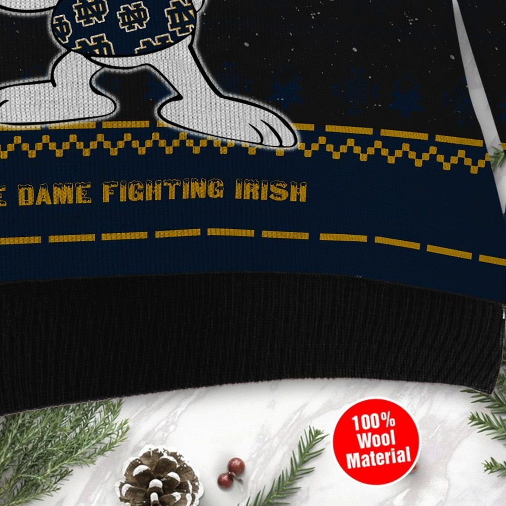 Notre Dame Fighting Irish Snoopy Dabbing Ugly Christmas Sweater Adult 3D Funny Matching for family - Image 4