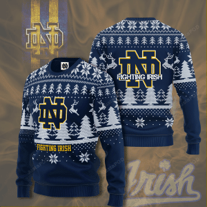 Notre Dame Fighting Irish Ugly Christmas Sweater Adult 3D Funny Matching for family