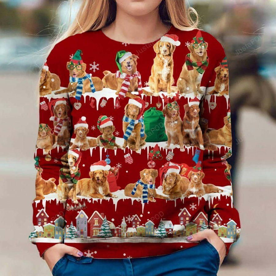 Nova Scotia Duck Tolling Retriever Ugly Christmas Sweater Adult 3D Funny Matching for family