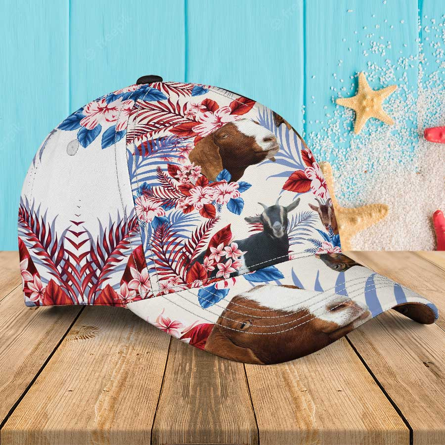Nubian Goat Lovers Hawaiian Hat, Nubian Goat Aloha Hawaiian 3D Baseball Cap Trucker Hats Custom Hats Gifts For Men & Women
