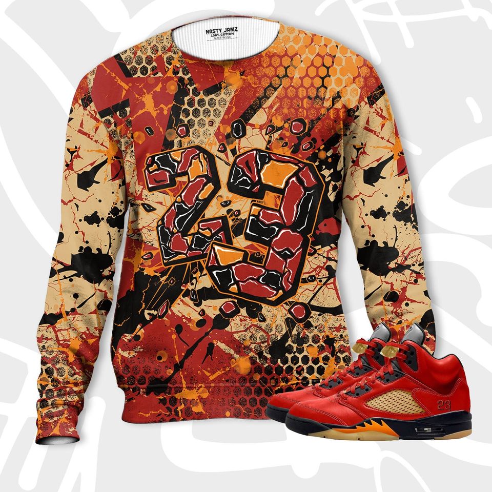Number 23 Broken 3D Crack Graffiti Unisex Sweatshirt match Jordan 5