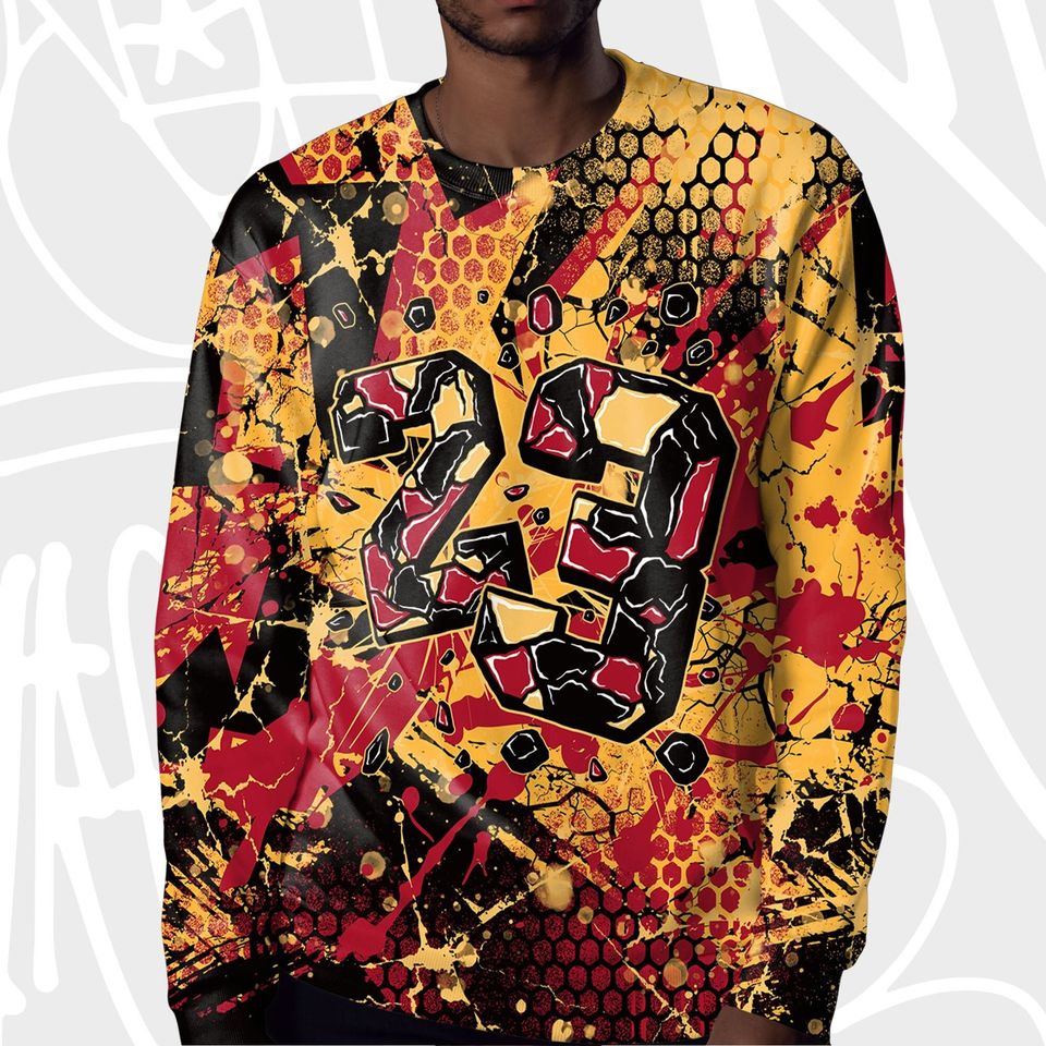 Number 23 Broken 3D Crack Graffiti Unisex Sweatshirt match Jordan 7 - Image 4