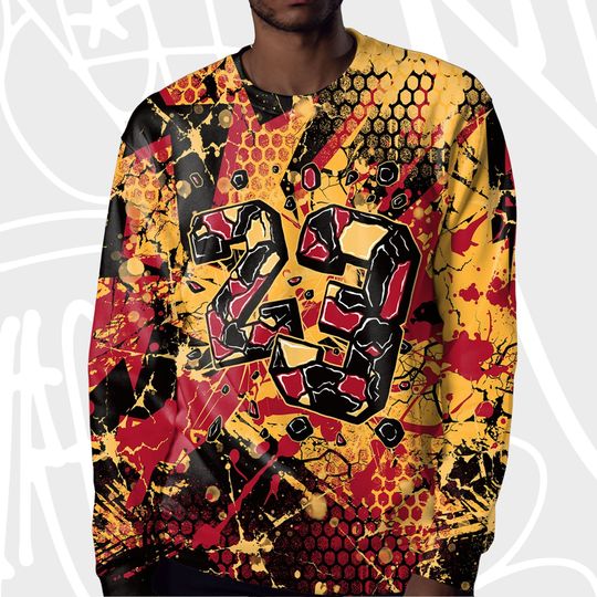 Number 23 Broken 3D Crack Graffiti Unisex Sweatshirt match Jordan 7 - Image 9