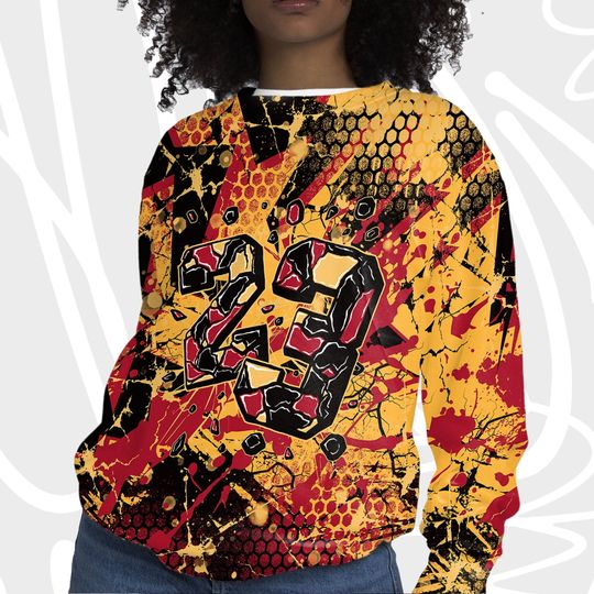 Number 23 Broken 3D Crack Graffiti Unisex Sweatshirt match Jordan 7 - Image 10