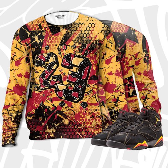 Number 23 Broken 3D Crack Graffiti Unisex Sweatshirt match Jordan 7 - Image 8