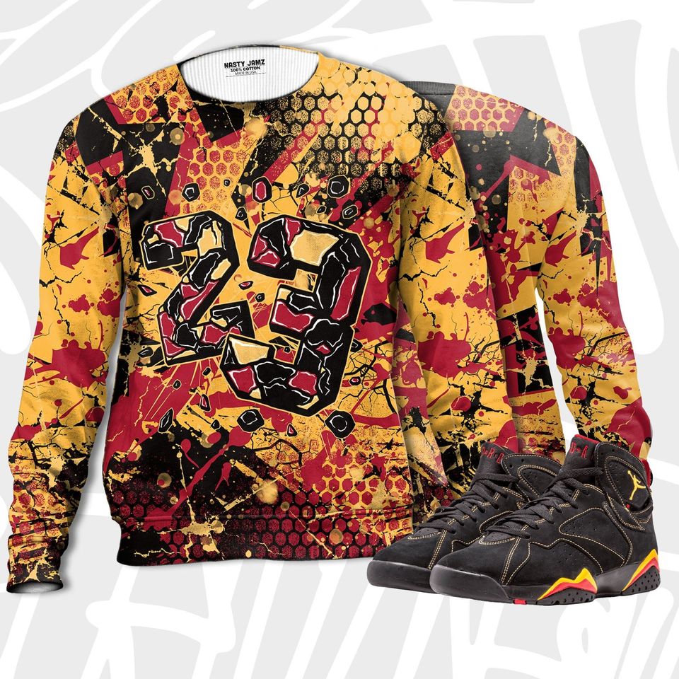 Number 23 Broken 3D Crack Graffiti Unisex Sweatshirt match Jordan 7 - Image 3