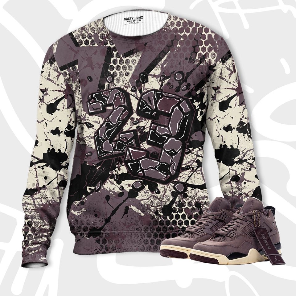 Number 23 Broken 3D Crack Graffiti.Jordan 4 A Ma Maniere Violet Ore