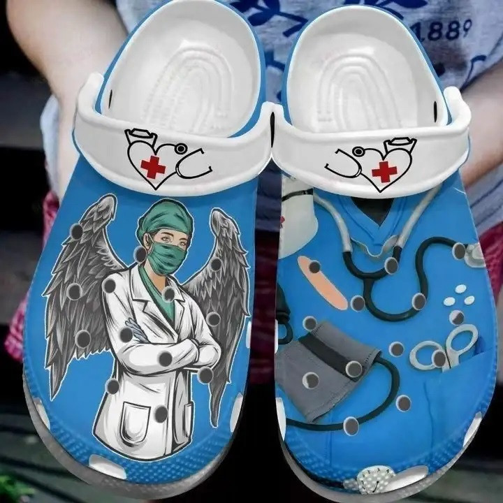 Nurse Angel Wings Crocband Clog Shoes For Men Women