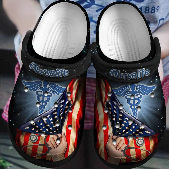 Nurse Caduceus Shoes 4Th Of July - Nurse Life Custom Shoes Independence Gift For Women Men