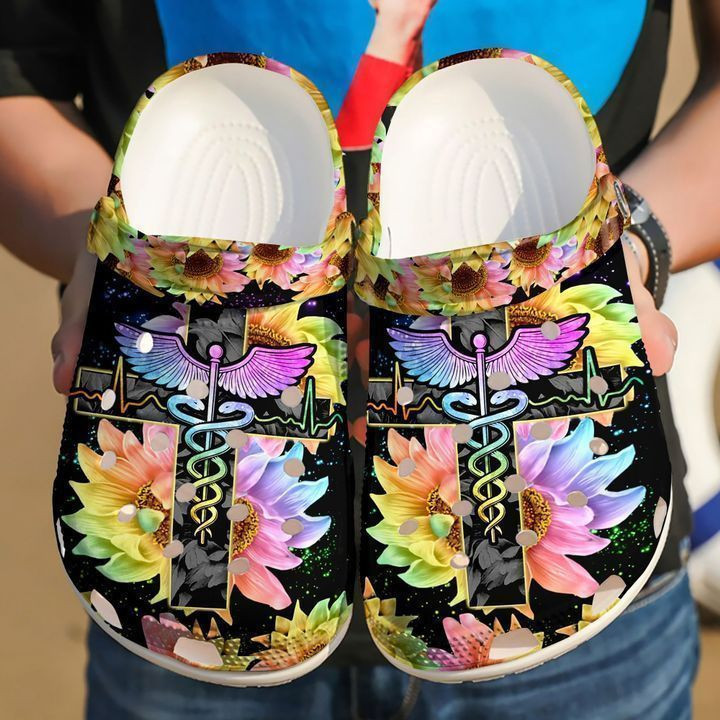 Nurse Caduceus Sunflower Classic Clogs Shoes