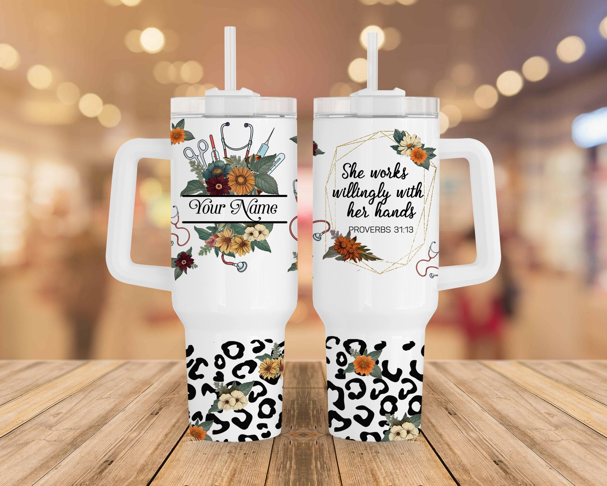 Nurse Floral Leopard Print Custom Stanley Cup 40 oz 30 oz Tumbler With HandleTVC2301959