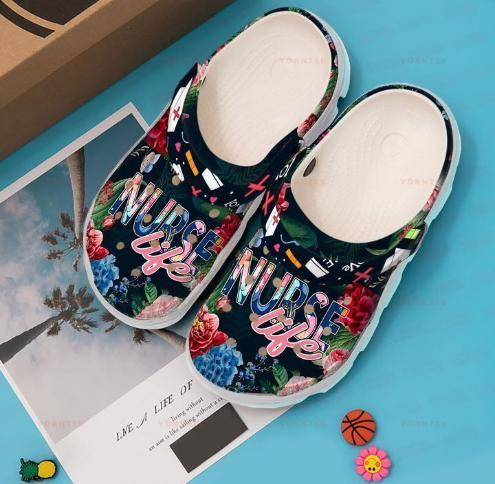 Nurse Floral Life Gift For Lover Rubber clog Shoes Comfy Footwear