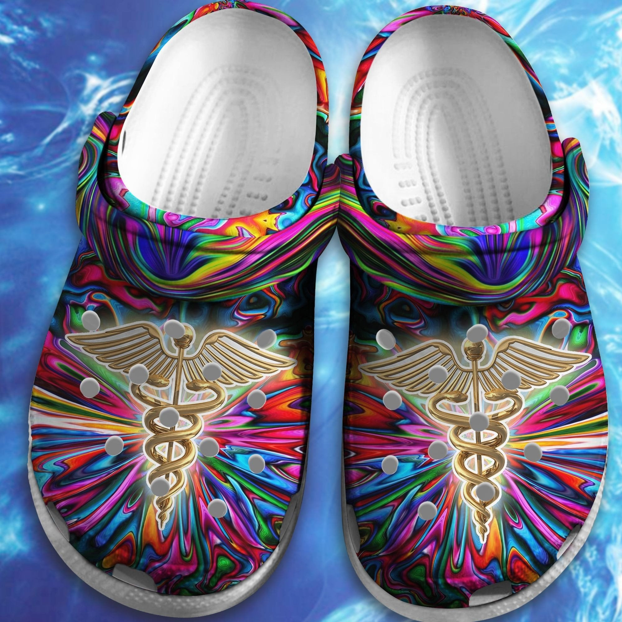 Nurse Hippie Trippy Psychedelic clogs Shoes Gift For Friends