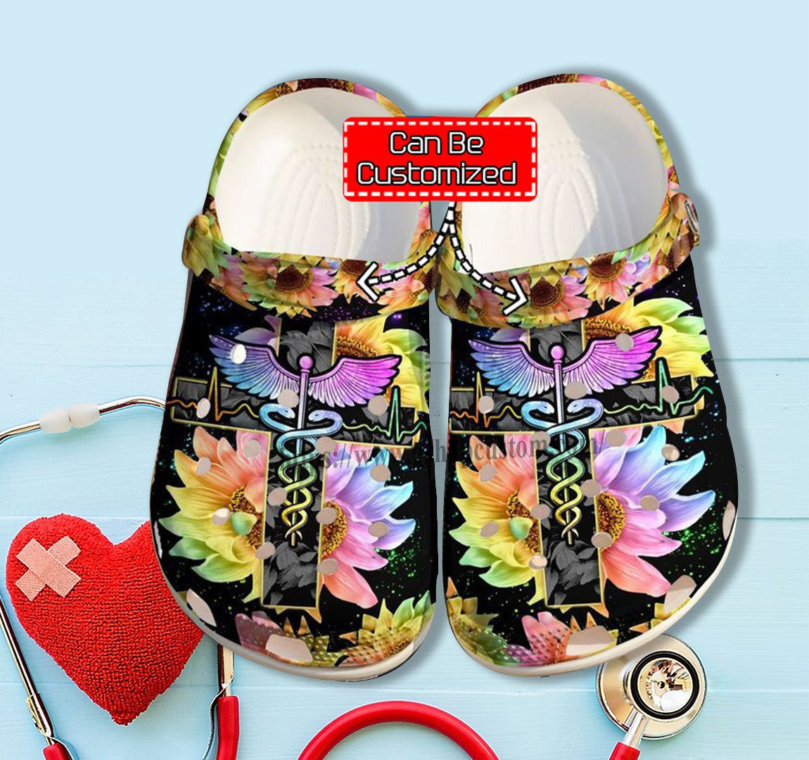 Nurse Life God Bless Sunflower Rainbow Women Shoes