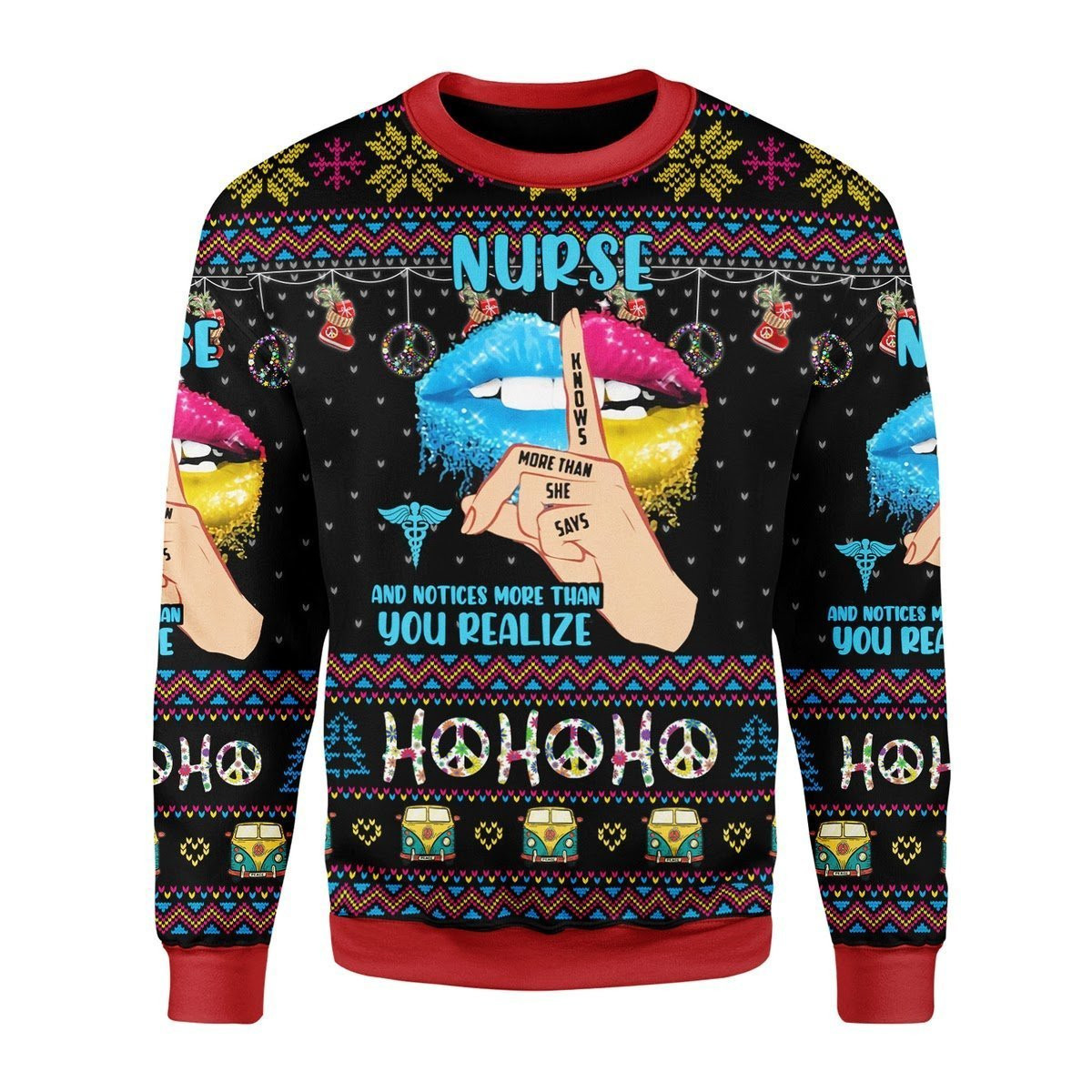 Nurse Life Hippie Ugly Christmas Sweater Adult 3D Funny Matching for family