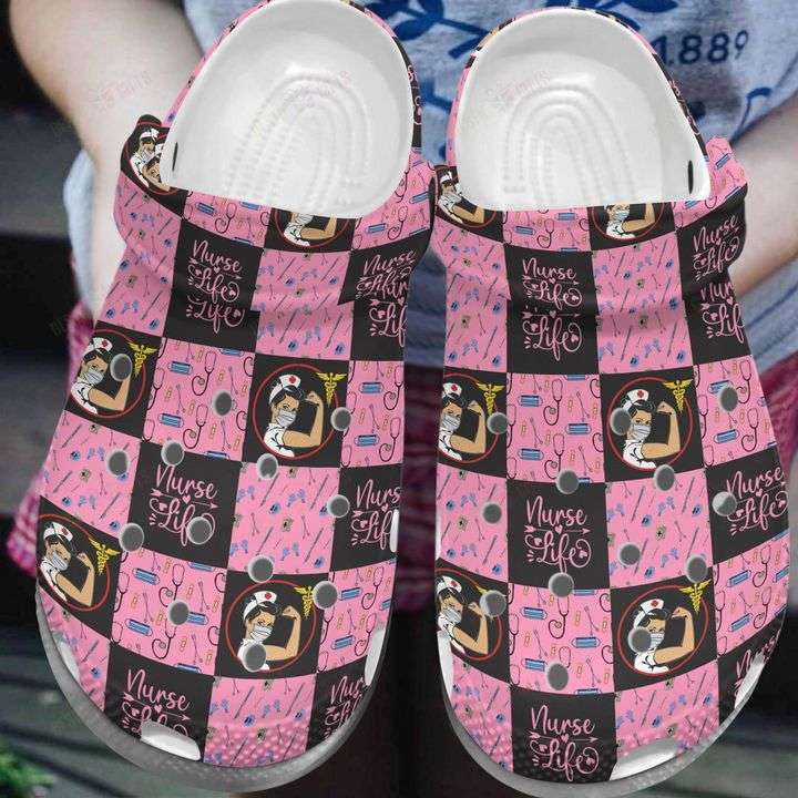Nurse Life Pink Crocband Clog Shoes For Men Women