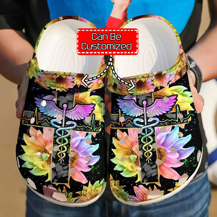 Nurse - Nurse Caduceus Sunflower clog Shoes For Men And Women