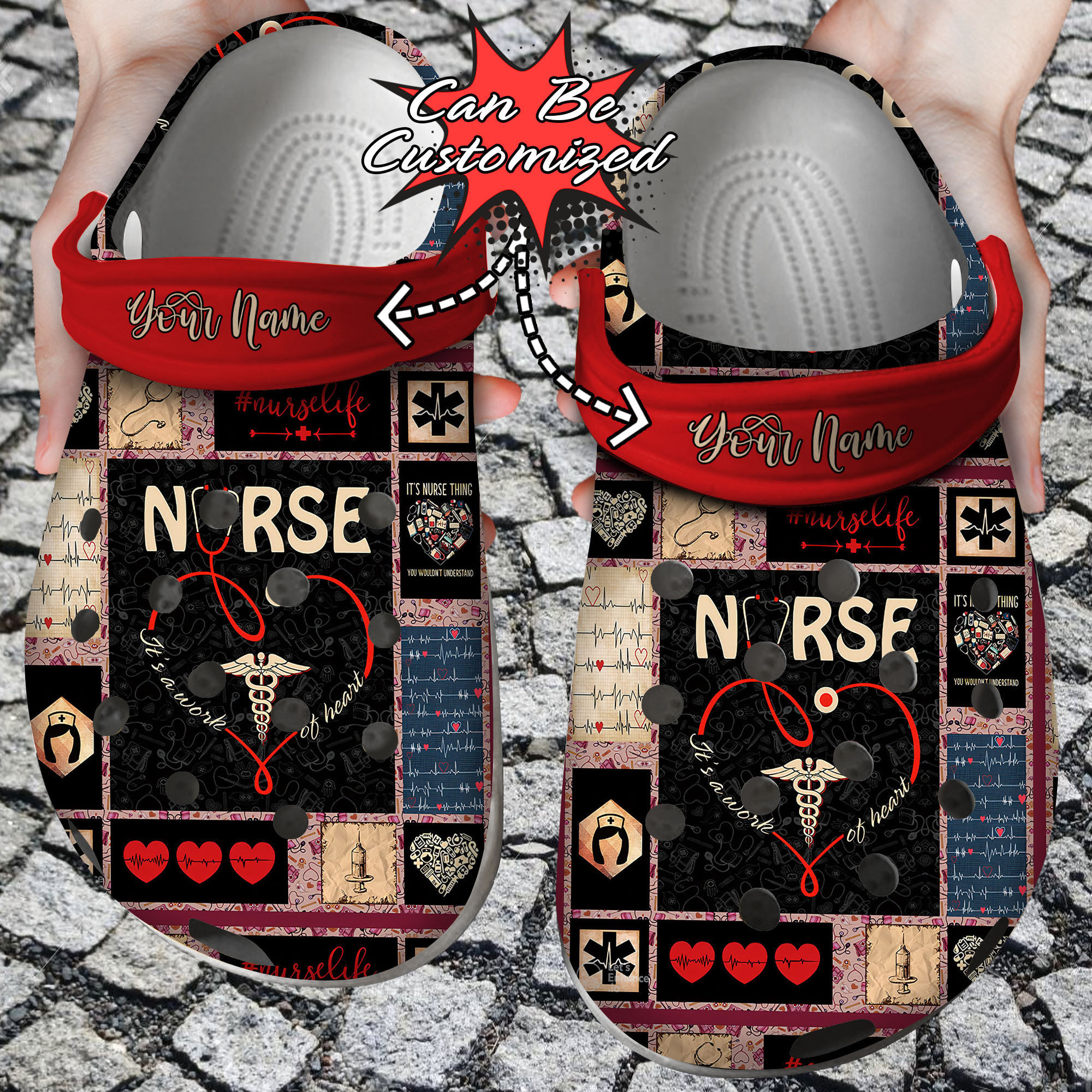 Nurse Nurse Pattern clog Shoes