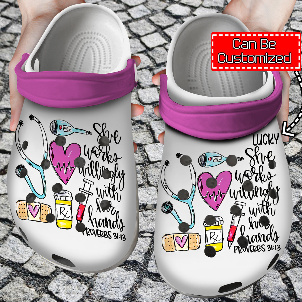 Nurse - Nurse Personalized She Works Willingly Clog Shoes For Men And Women