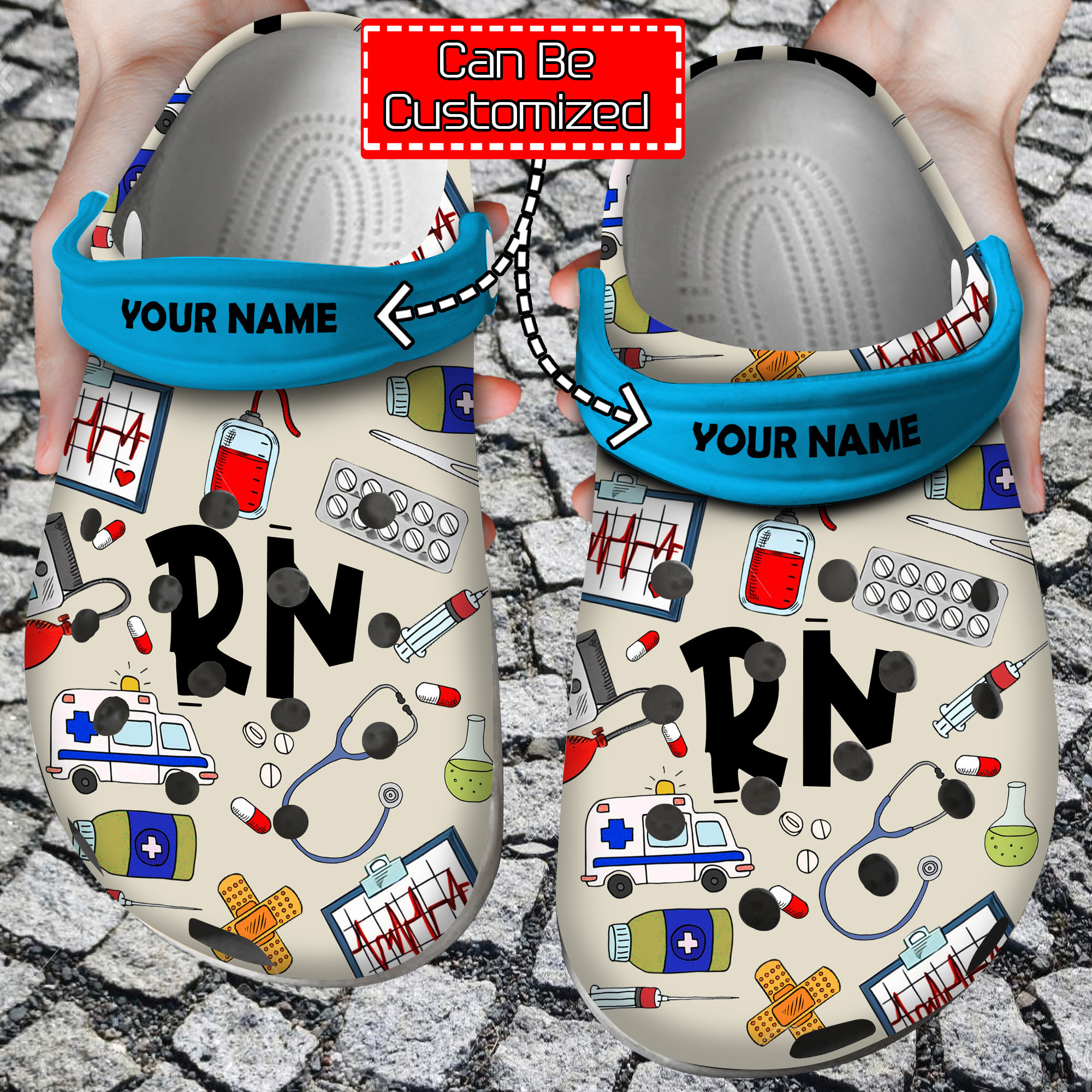 Nurse Nurse Rn Pattern clog Shoes