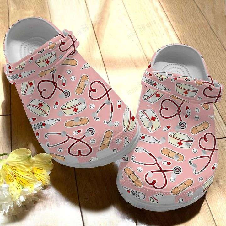 Nurse Nursing Symbols Pattern Crocband Clog Shoes For Men Women