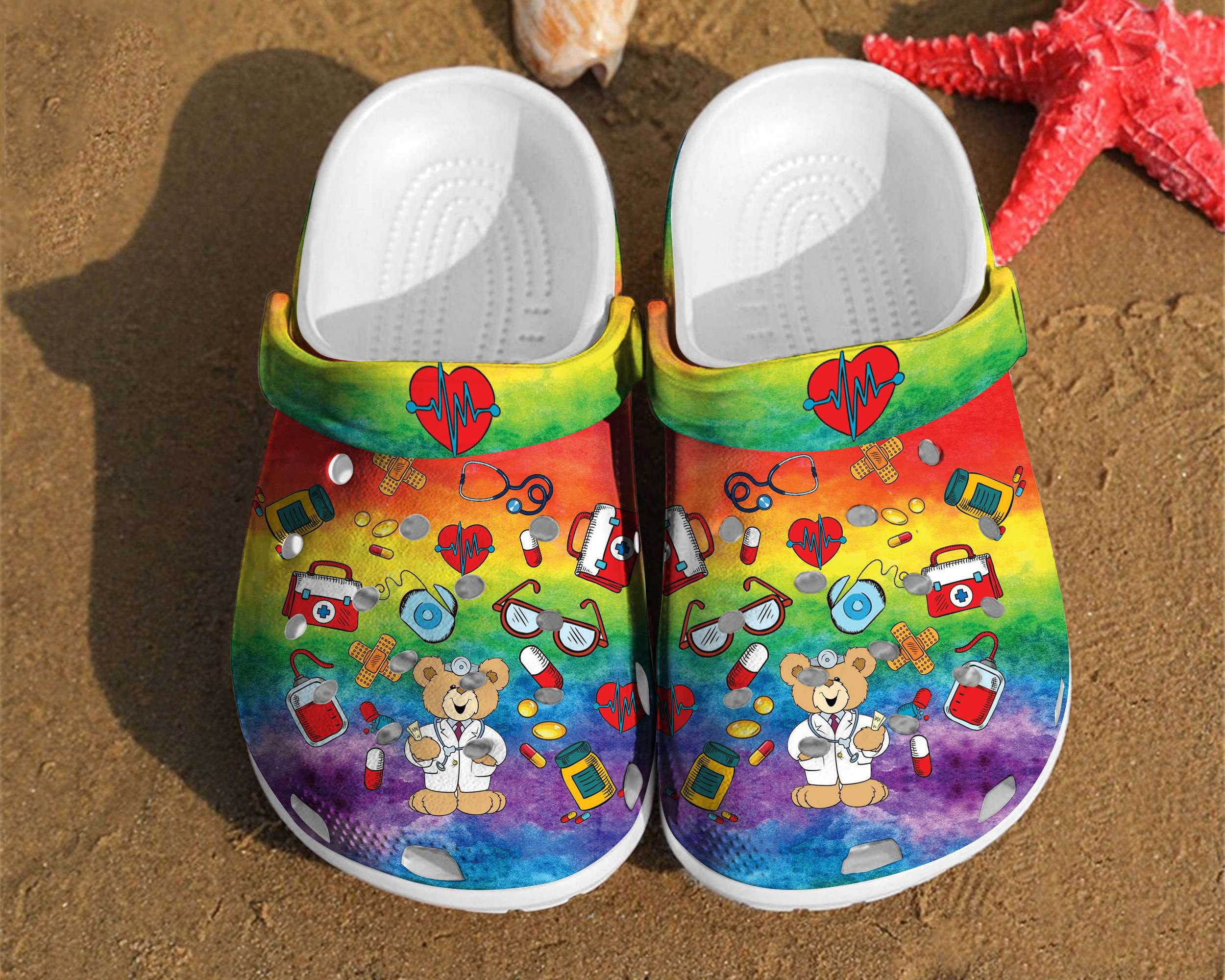 Nurse Pattern Hippie Life Crocband Clog Shoes For Men Women