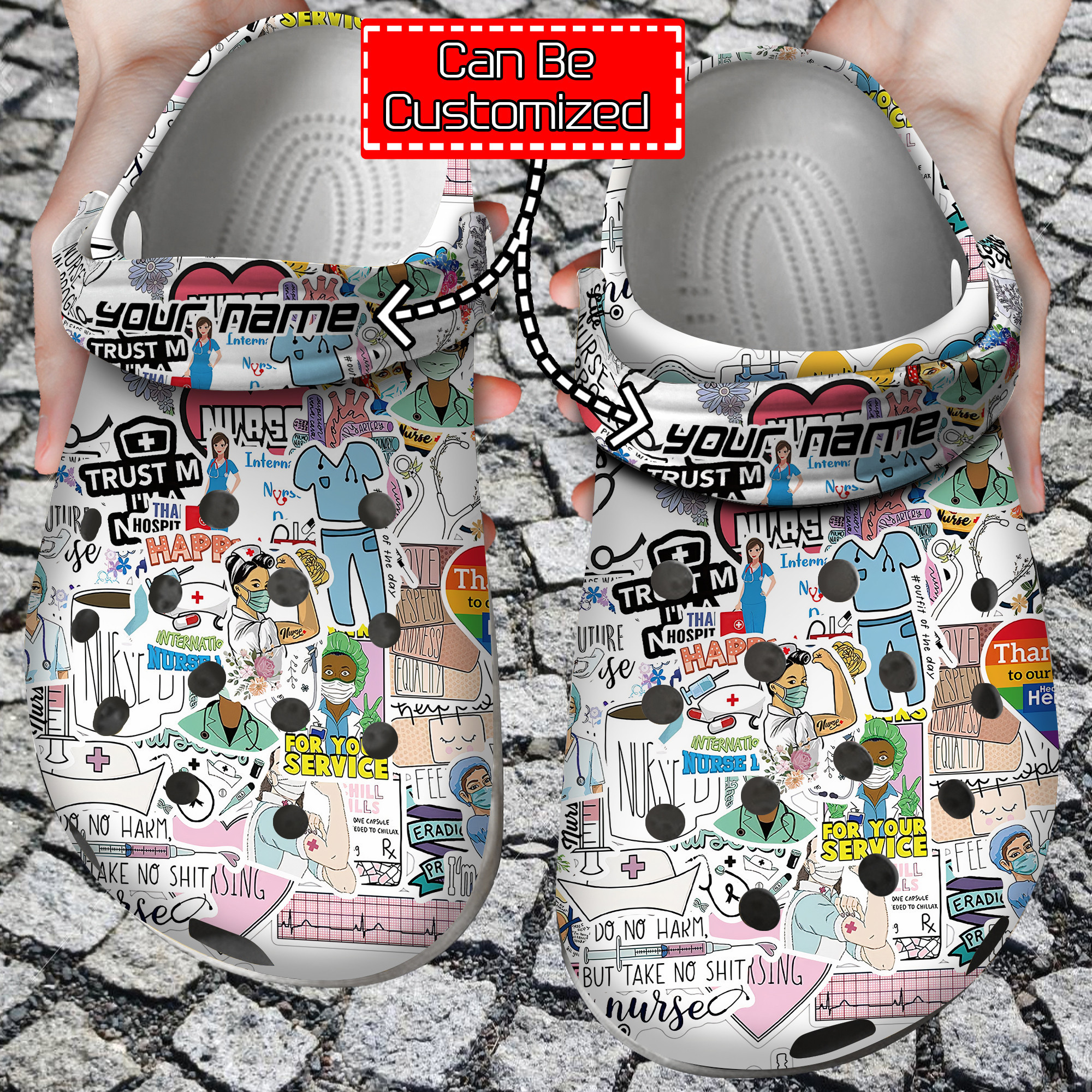 Nurse Personalized Nurse Angell Pharmacy Hospital Heroes Cute Stickers Clog Shoes