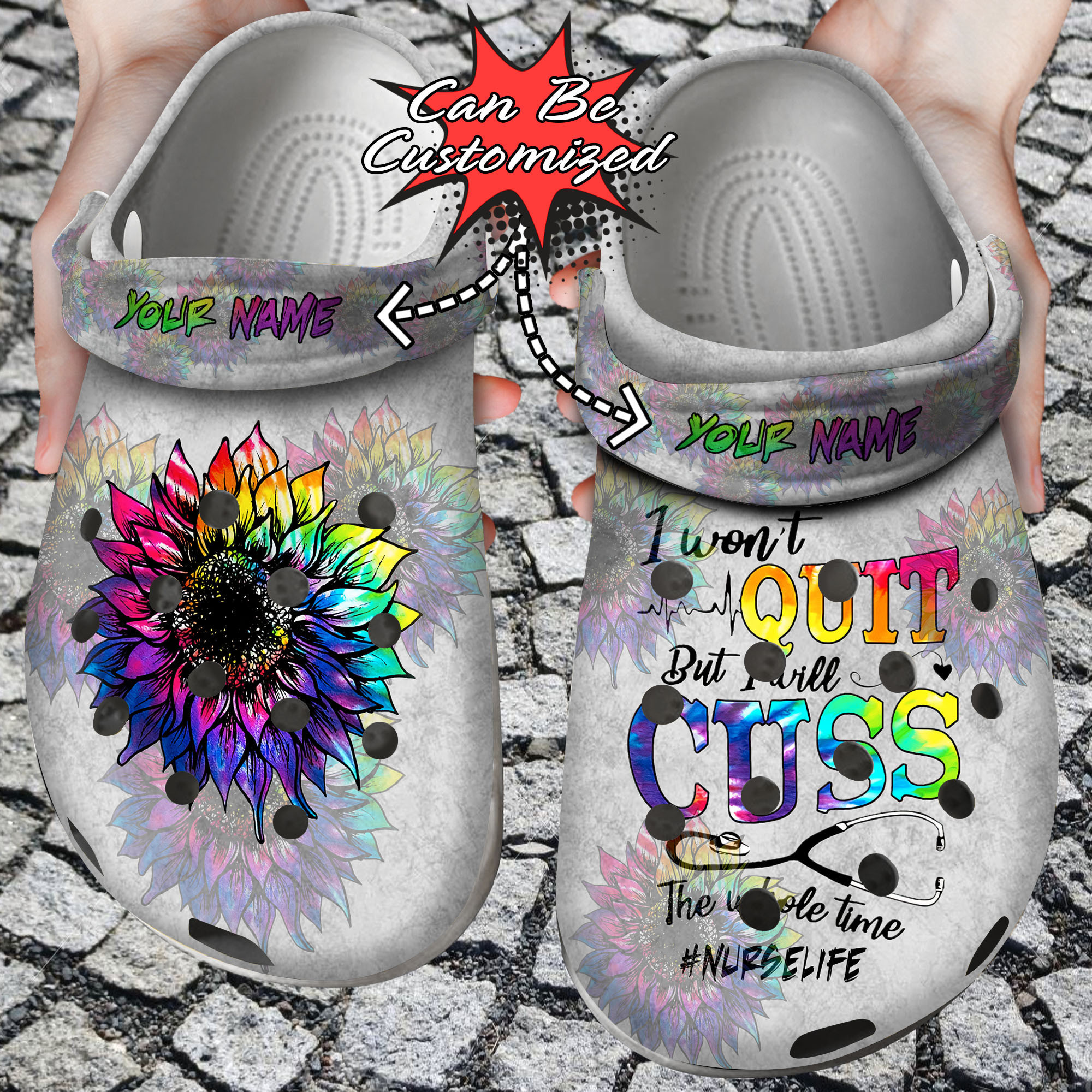 Nurse Personalized Nurse Life Sunlower I Wont Quit Clog Shoes