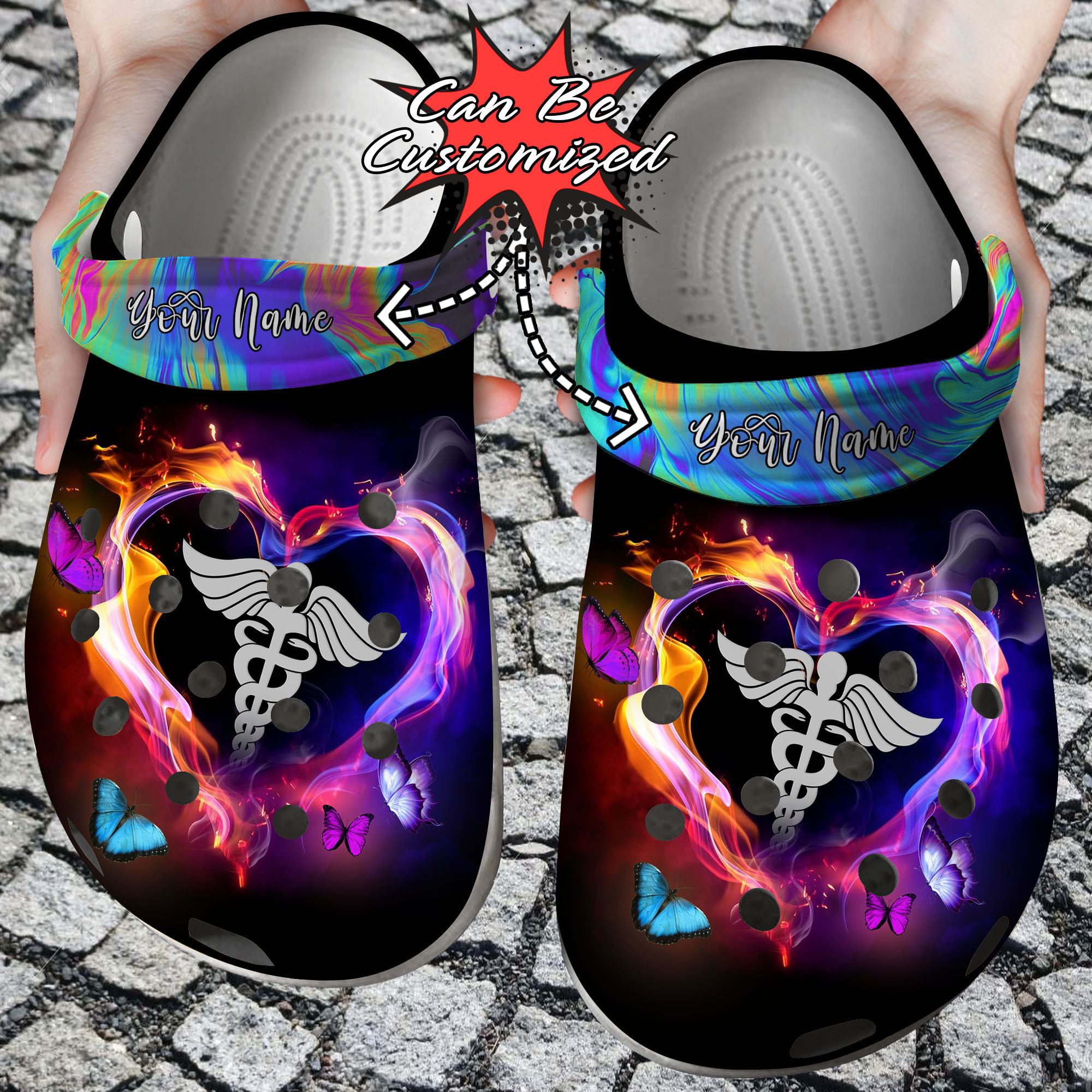 Nurse Personalized Registered Nurse Heart Light Clog Shoes