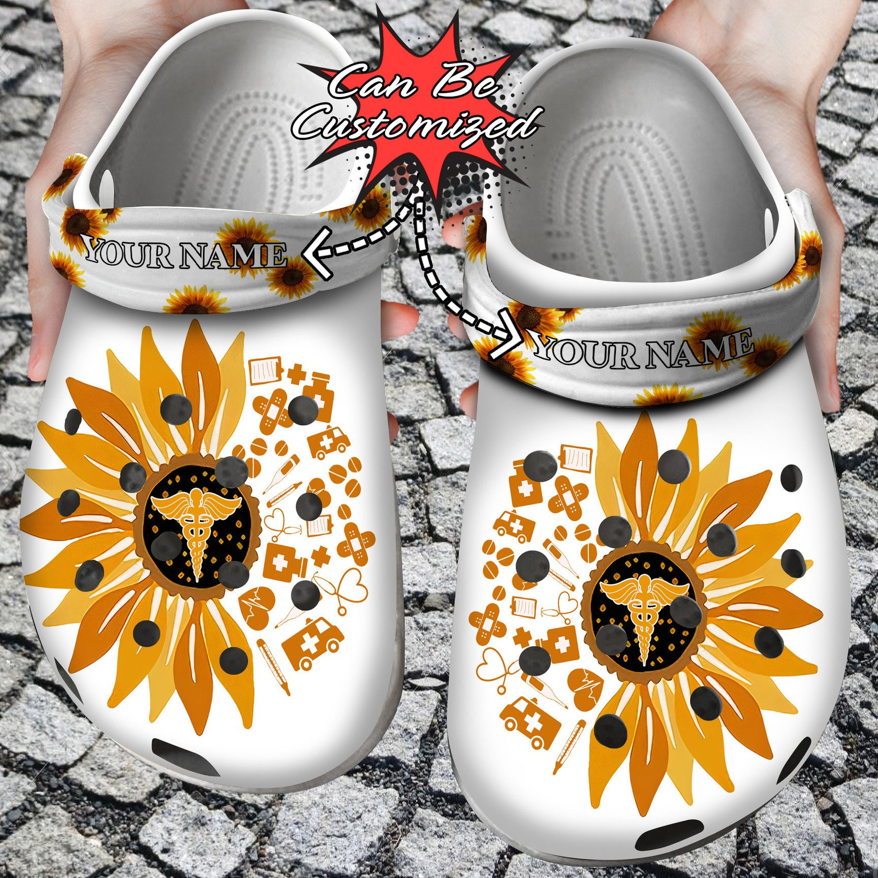 Nurse Sunflower clog Shoes Nurse
