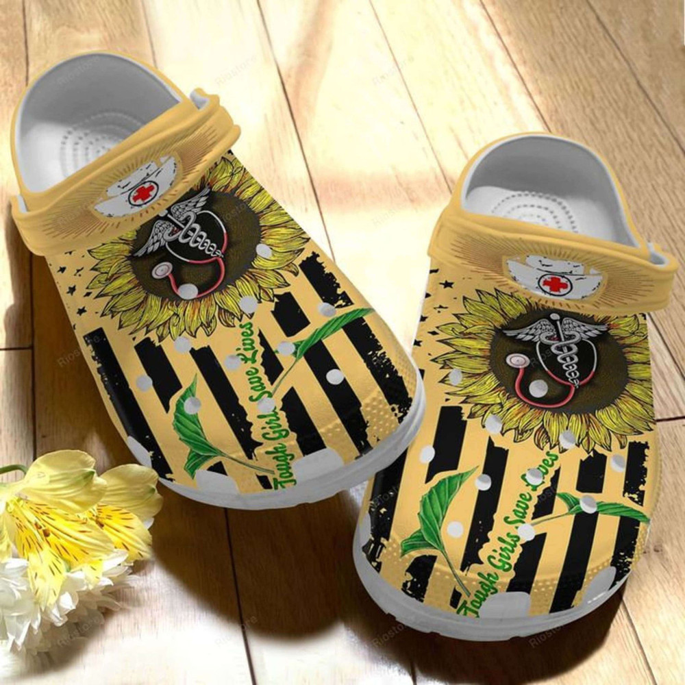 Nurse Tough Girls Save Lives Rubber clog Shoes Comfy Footwear