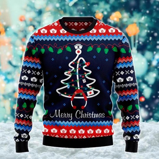 Nurse Ugly Christmas Sweater, Nursing Christmas Sweatshirt, Merry Nursemas Xmas Party - Image 8