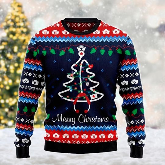 Nurse Ugly Christmas Sweater, Nursing Christmas Sweatshirt, Merry Nursemas Xmas Party - Image 6