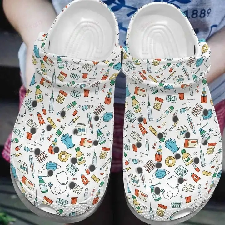 Nursing Job Symbols Pattern Crocband Clog Shoes For Men Women